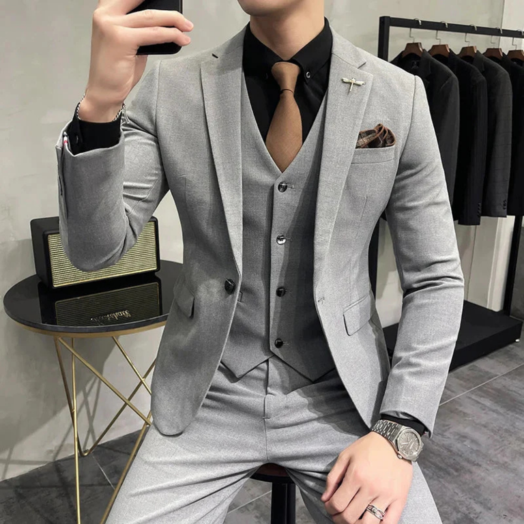 Tredelt slim fit-jakkesæt til mænd | Formelt efterår