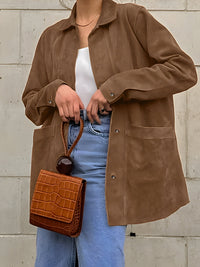 Trendy oversized damejakke i ruskindslook
