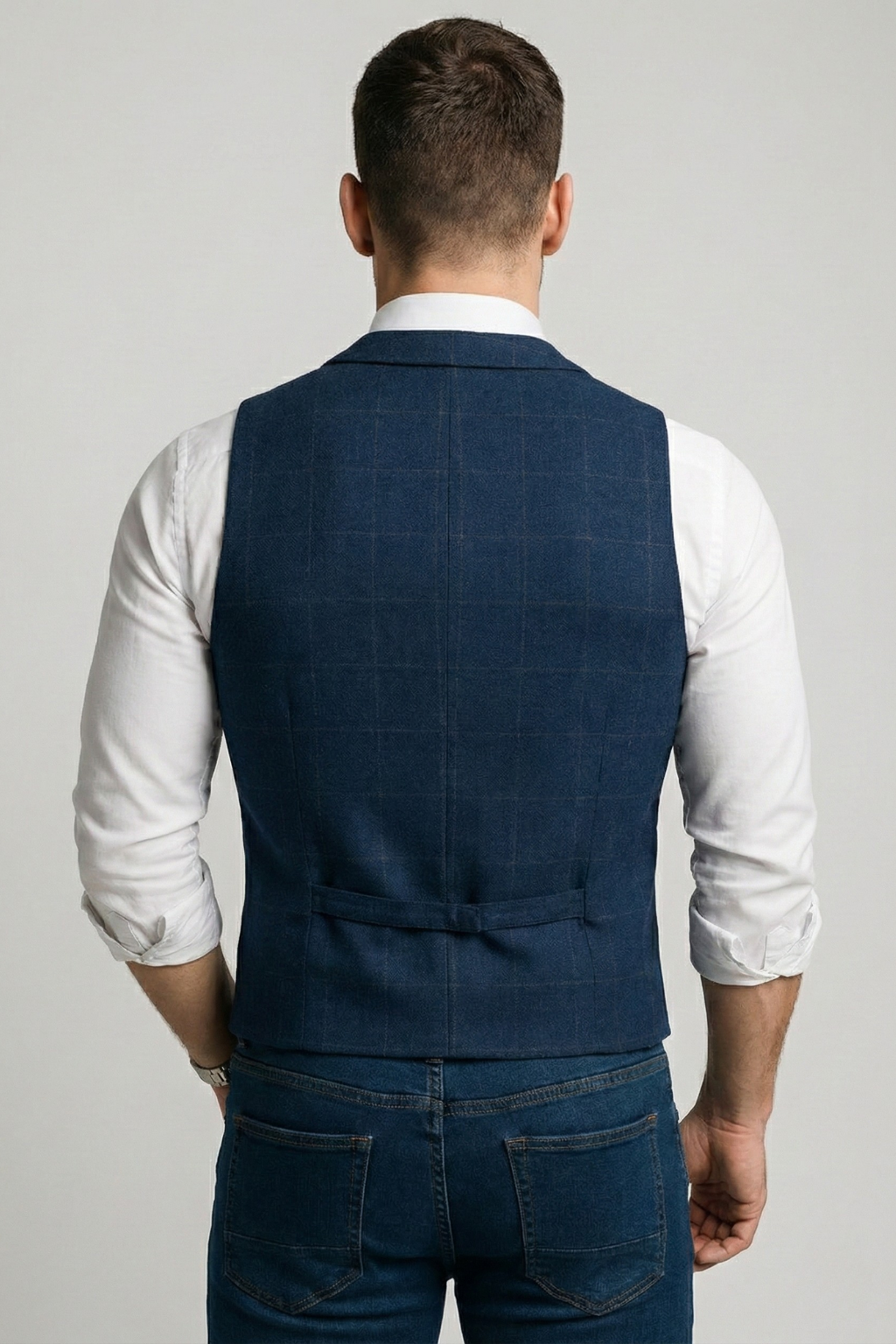 Tweedvest med V-udskæring til mænd