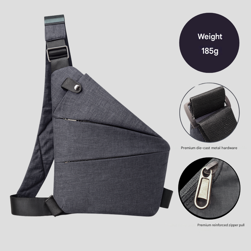 Tyverisikker crossbody-organizertaske med skjulte lynlåse
