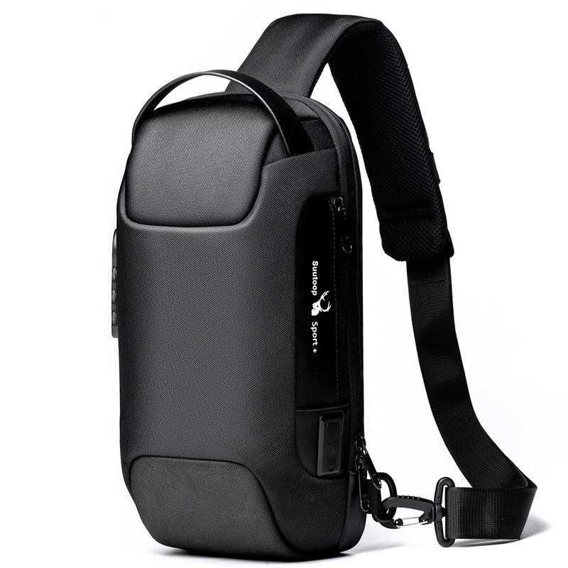 Tyverisikret og vandafvisende crossbody-taske til mænd med USB-opladning