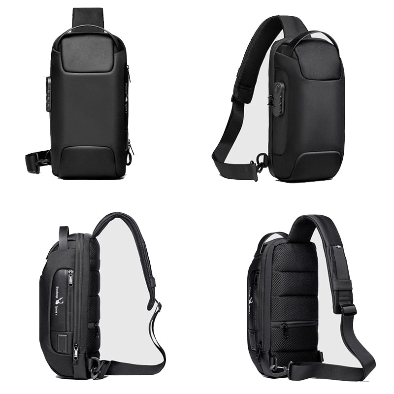 Tyverisikret og vandafvisende crossbody-taske til mænd med USB-opladning