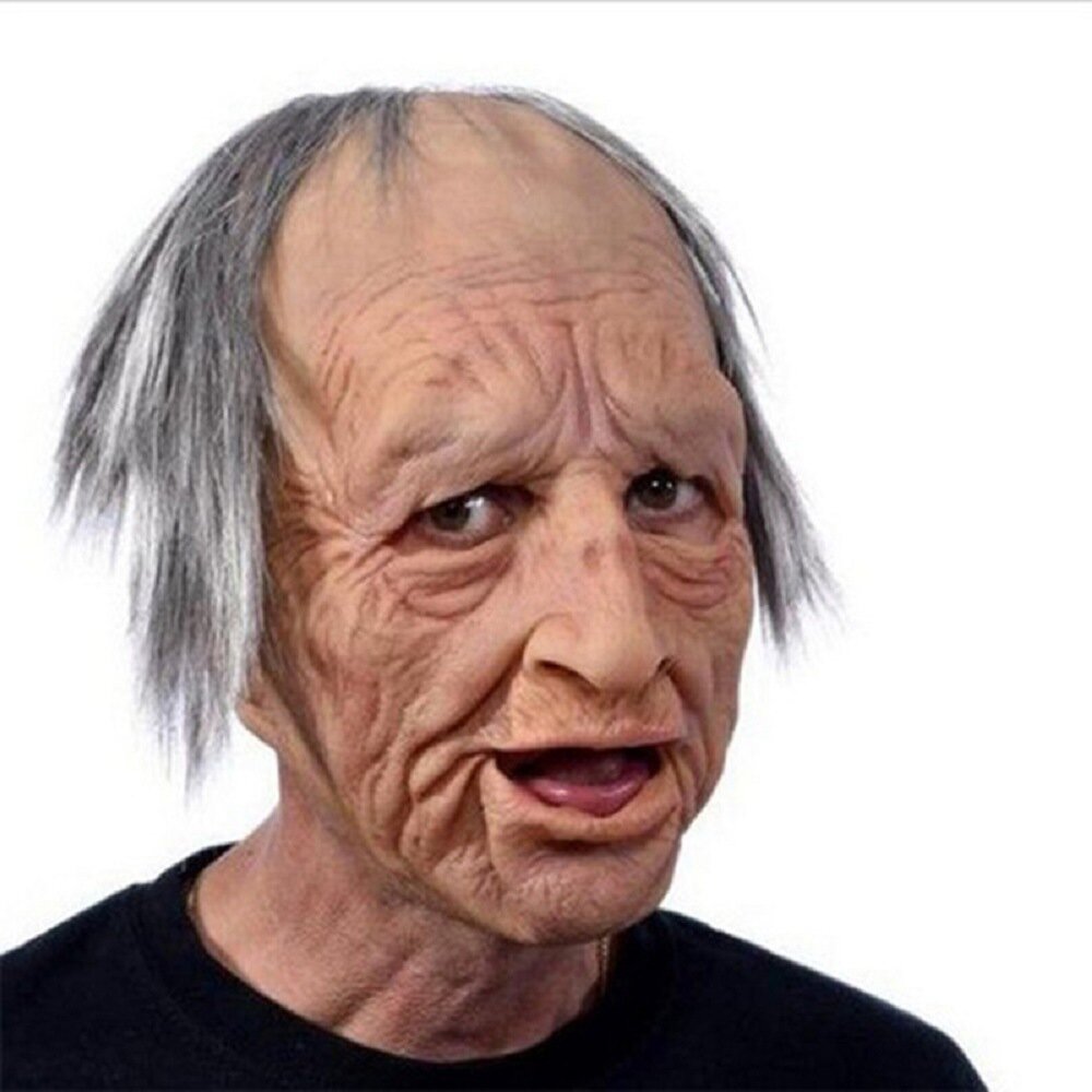 Uhyggelig gammel mand-maske – Realistisk halloweenmaske i latex til voksne