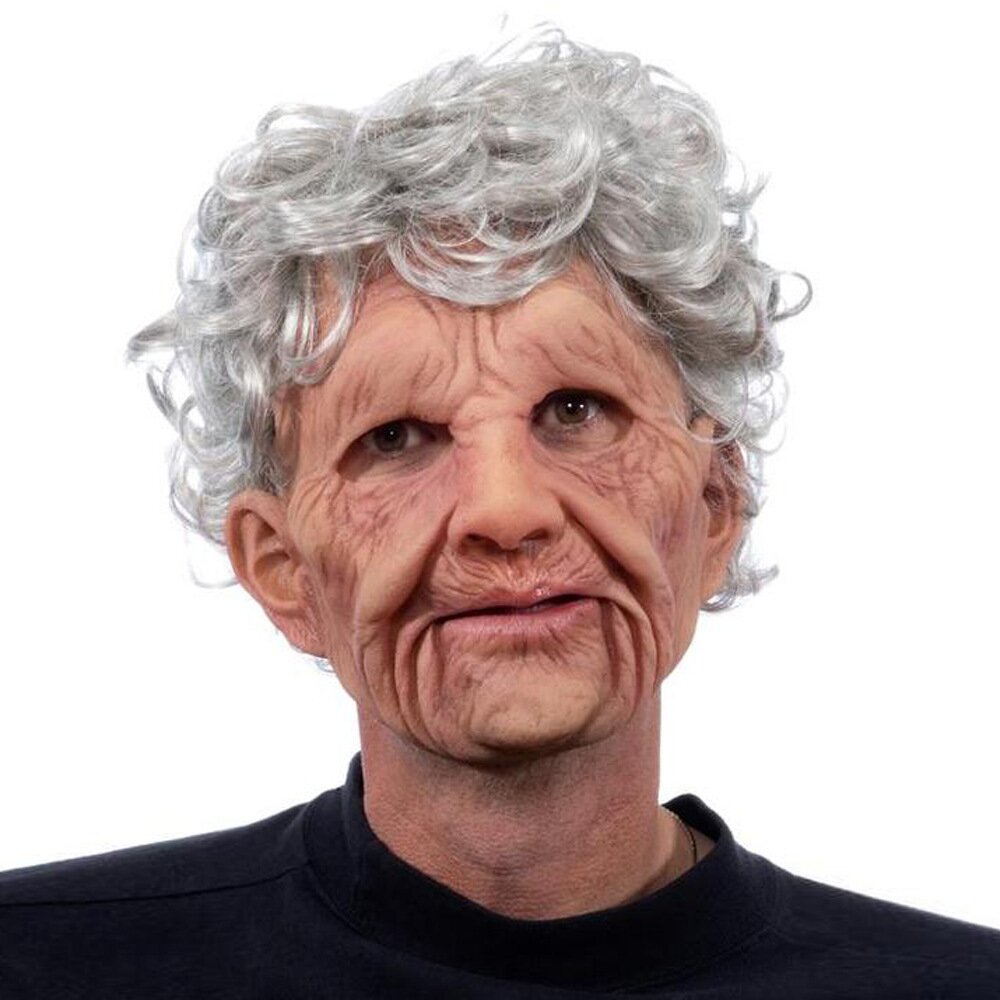 Uhyggelig gammel mand-maske – Realistisk halloweenmaske i latex til voksne