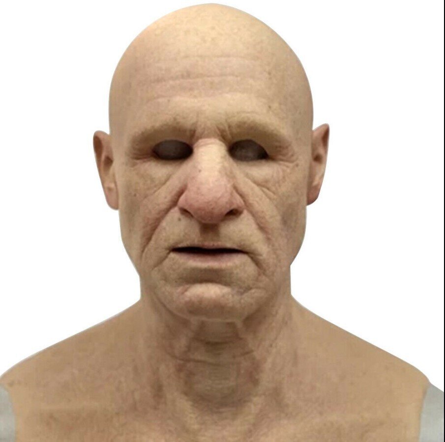 Uhyggelig gammel mand-maske – Realistisk halloweenmaske i latex til voksne