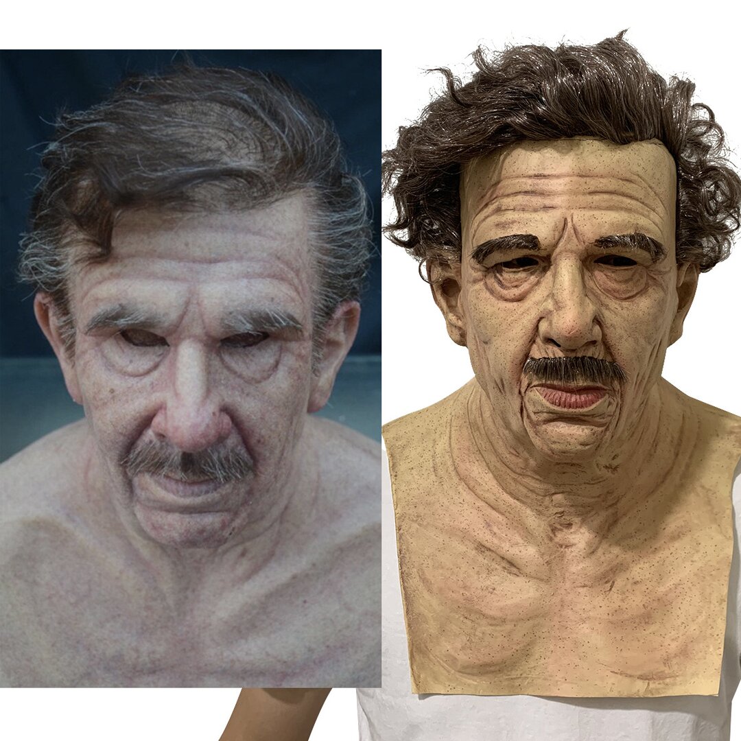 Uhyggelig gammel mand-maske – Realistisk halloweenmaske i latex til voksne