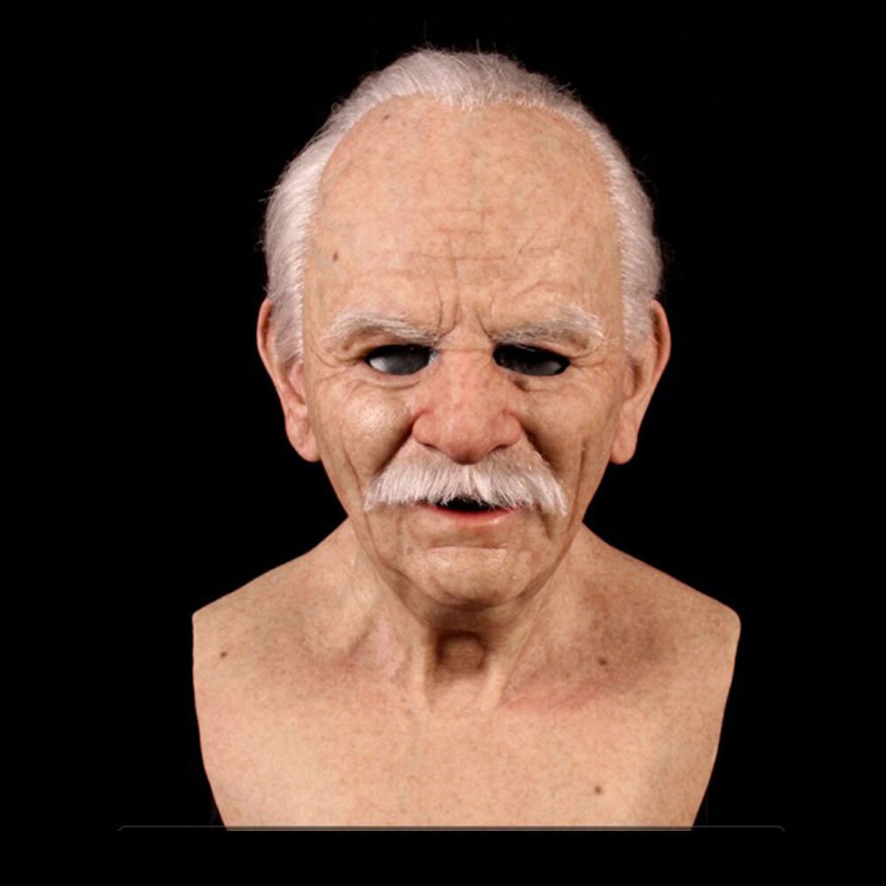 Uhyggelig gammel mand-maske – Realistisk halloweenmaske i latex til voksne