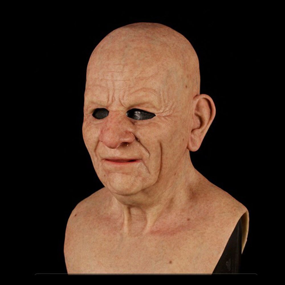 Uhyggelig gammel mand-maske – Realistisk halloweenmaske i latex til voksne