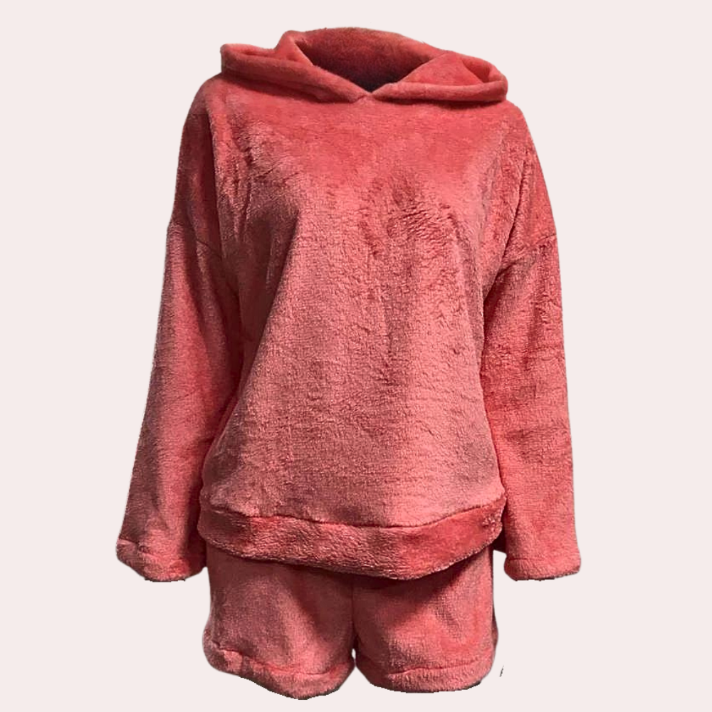 Ultrakomfortabelt fleece-loungepyjamassæt med kat