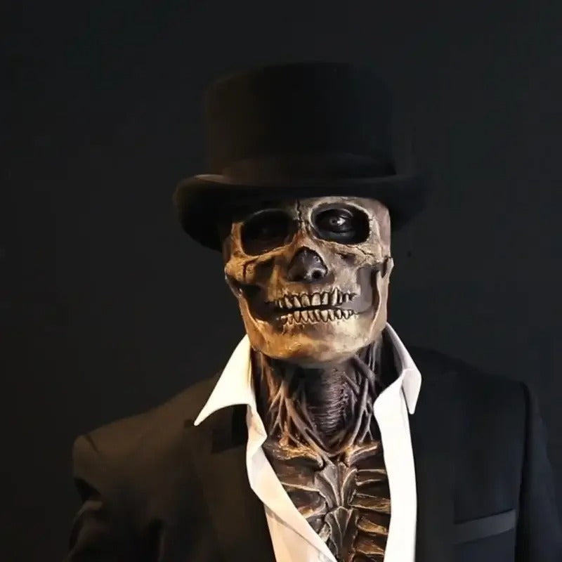Ultrarealistisk Halloween-skeletkostume med maske