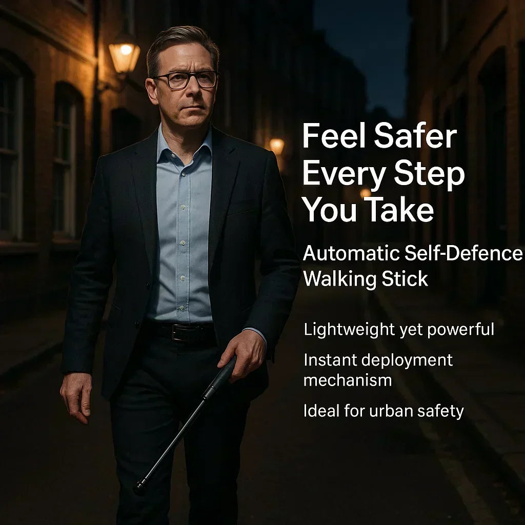 Unisex automatisk vandrestav til selvforsvar med skridsikkert greb
