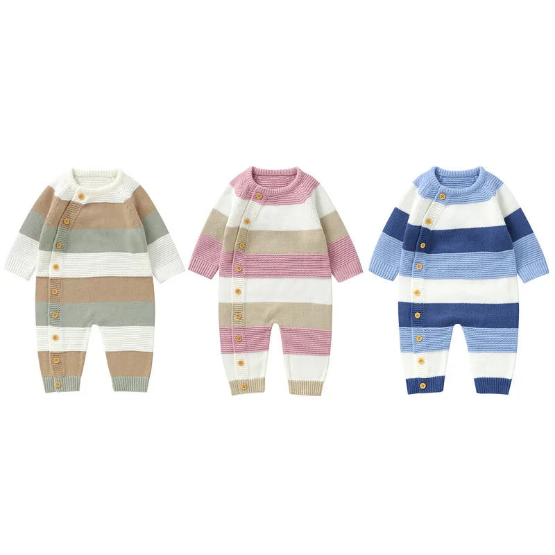 Unisex hyggelig strikket babyheldragt