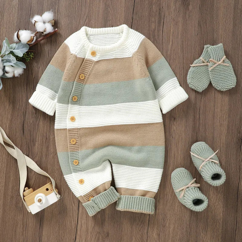 Unisex hyggelig strikket babyheldragt