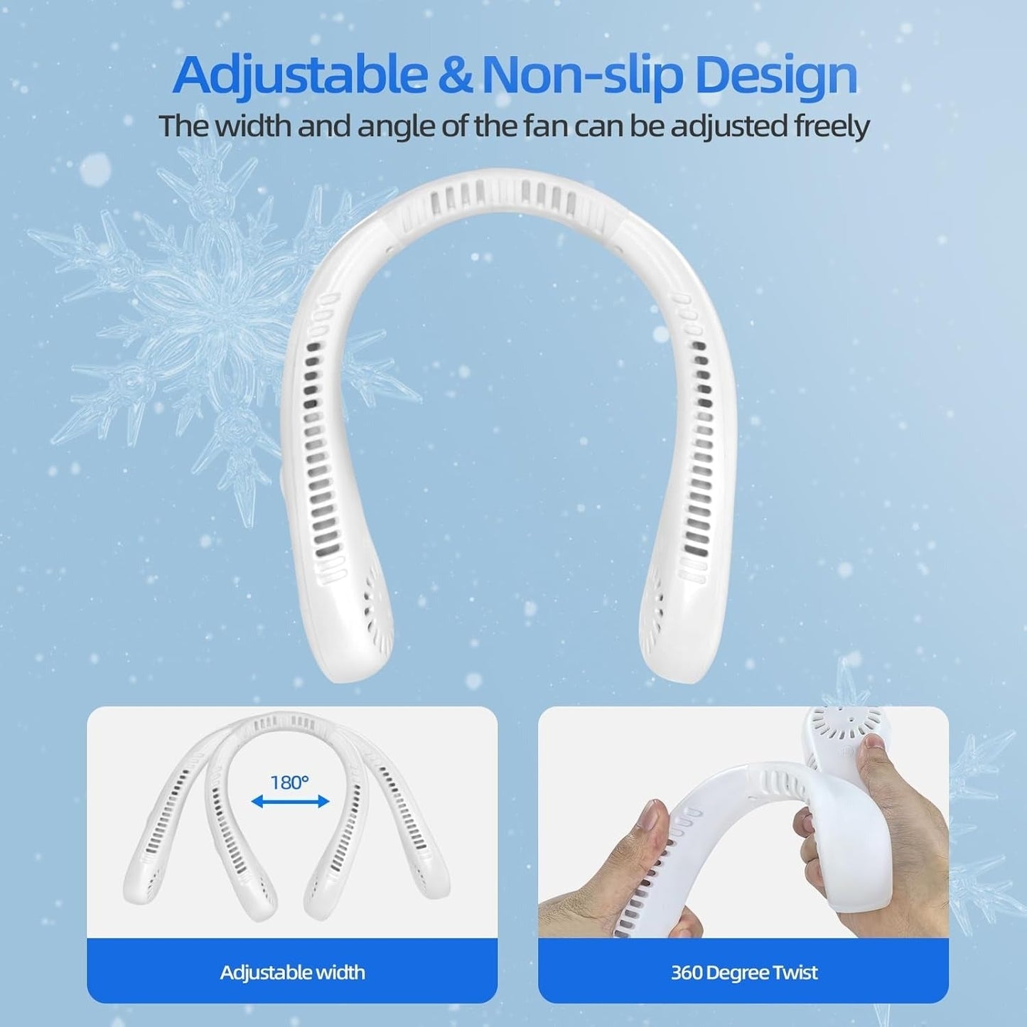 Unisex nakkeventilator med 5 hastigheder - bærbar og bladløst design