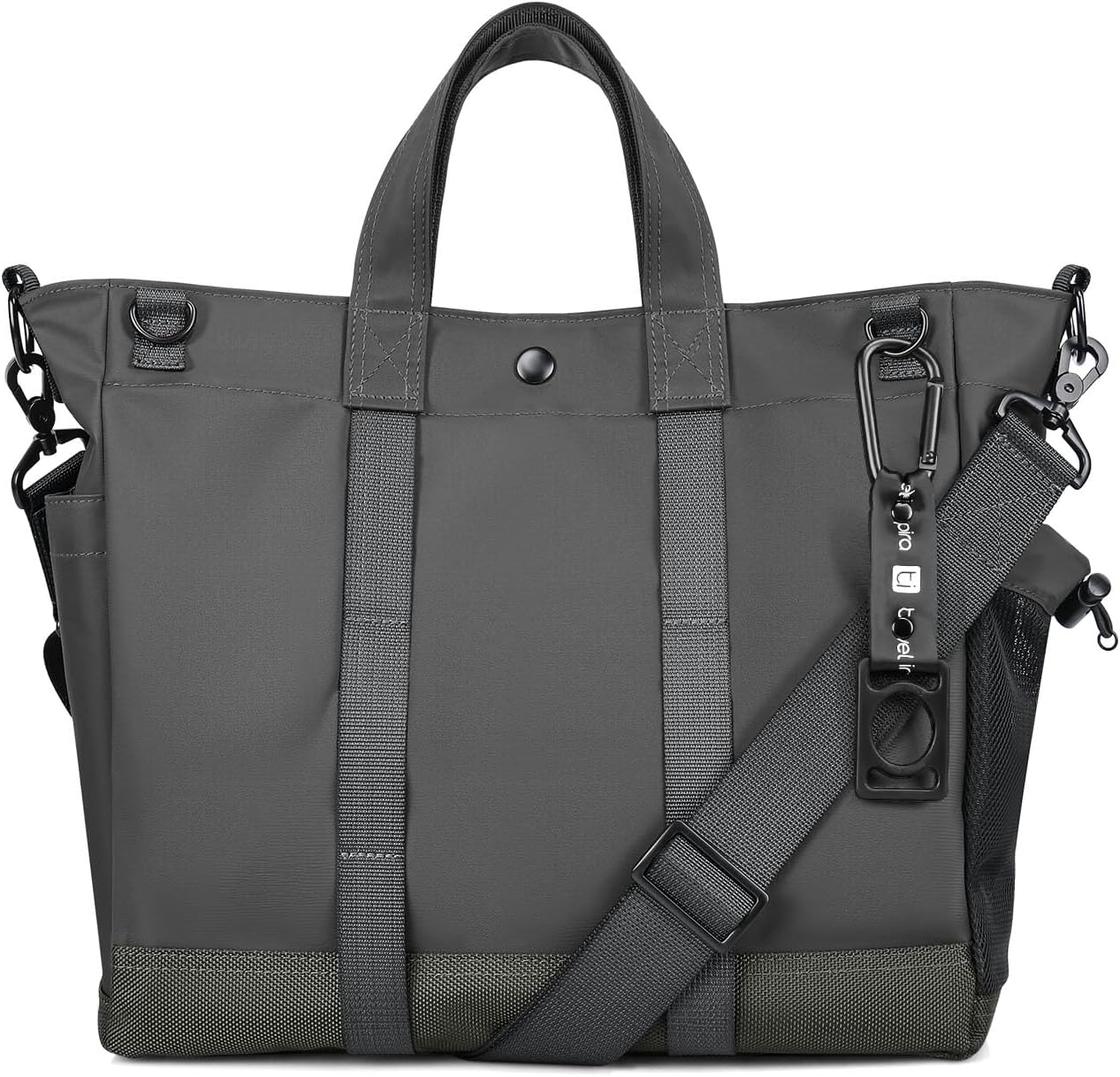 Unisex totebag til bærbar computer med flere rum og justerbar rem