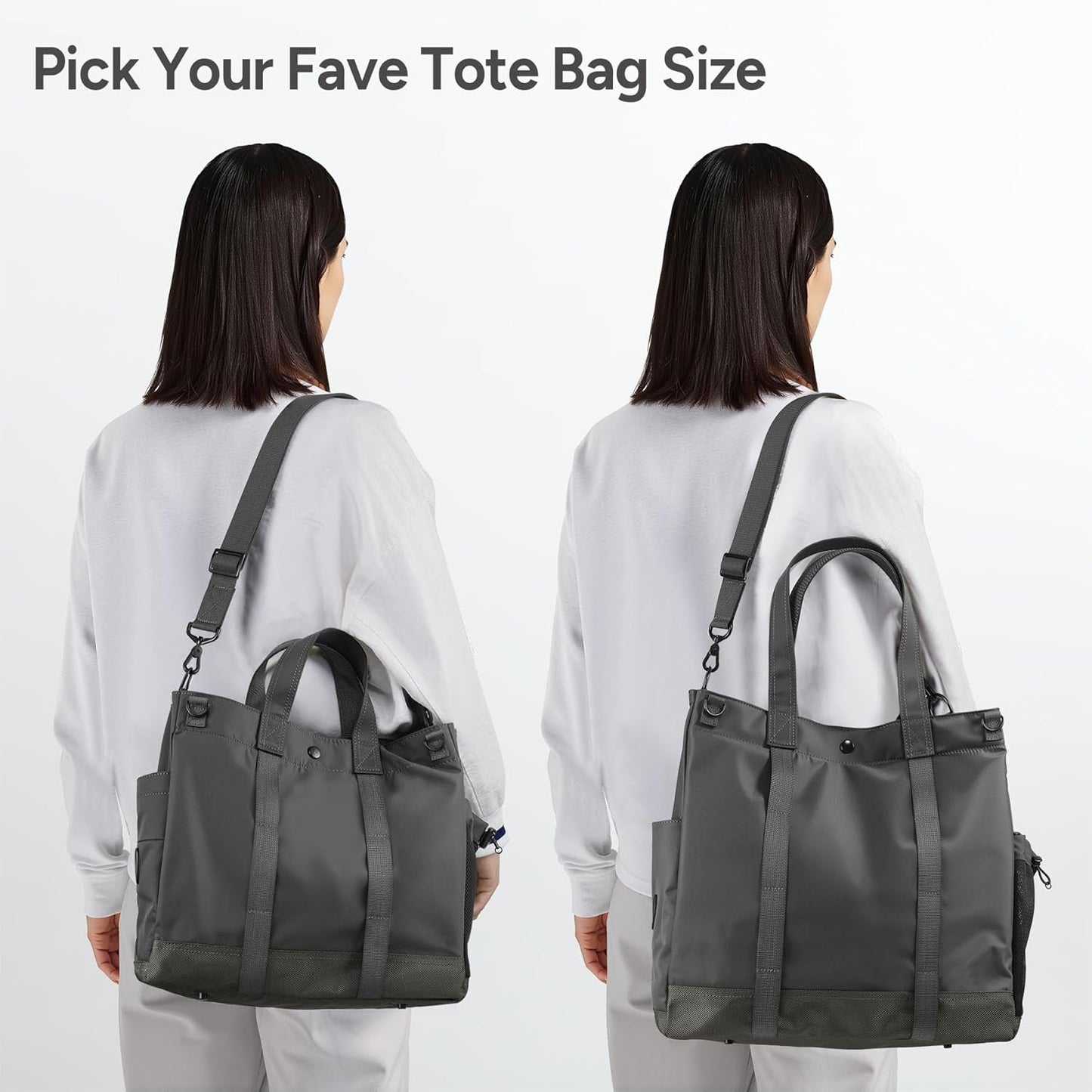 Unisex totebag til bærbar computer med flere rum og justerbar rem