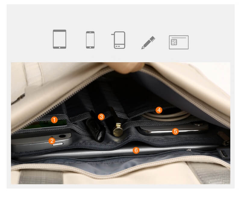 Unisex tyverisikret rygsæk med USB-opladning og skjulte lynlåse