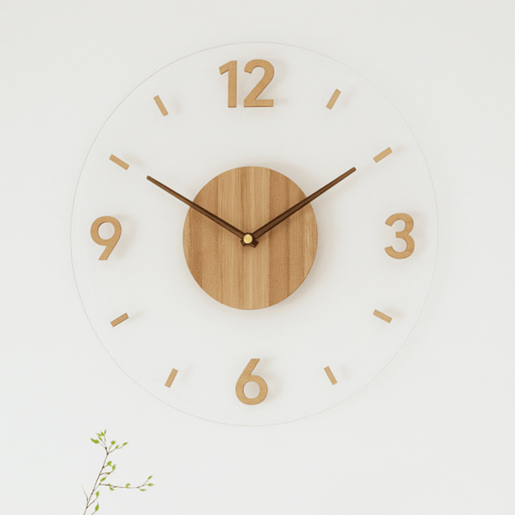 Vægur i naturtræ - Lydløst skandinavisk design - Minimalistisk boligindretning