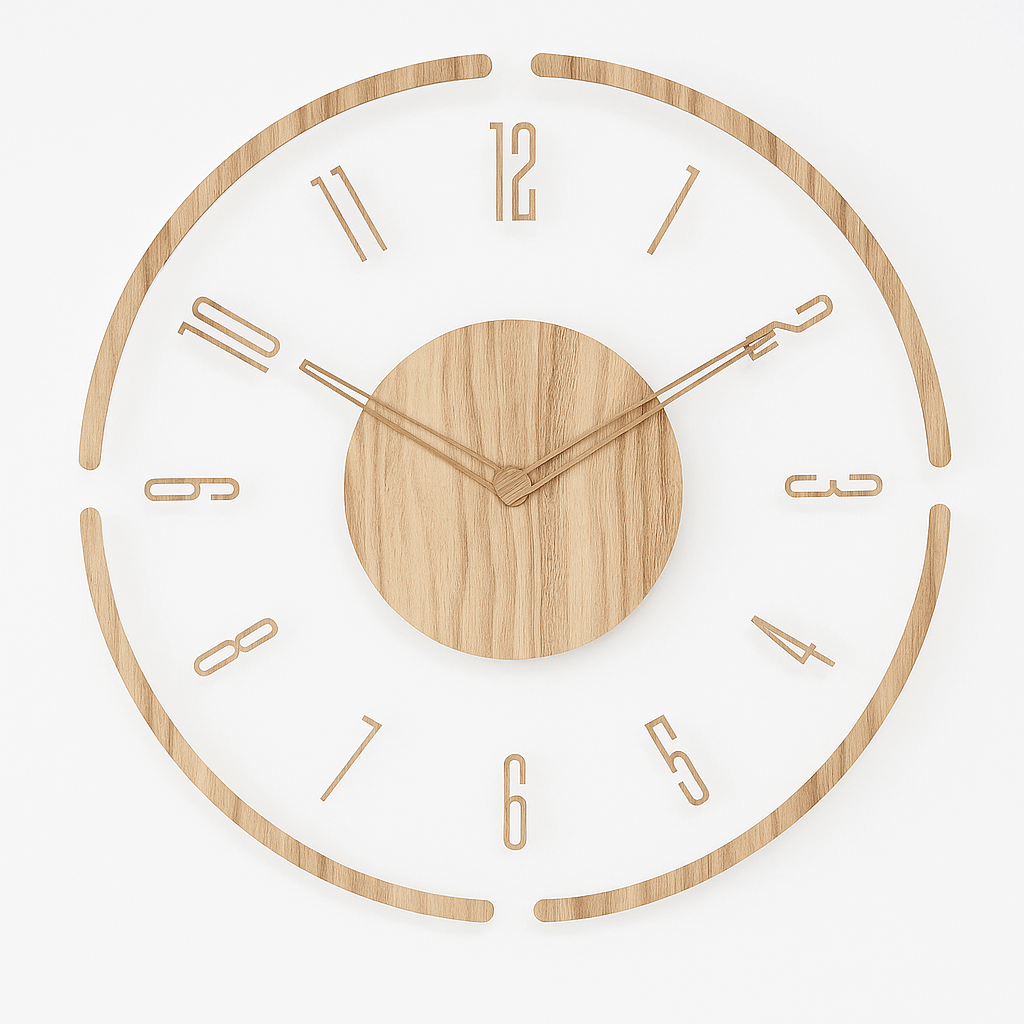 Vægur i naturtræ - Lydløst skandinavisk design - Minimalistisk boligindretning
