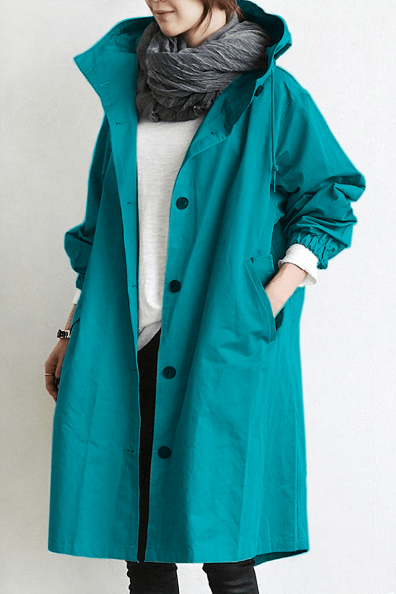 Vandtæt trenchcoat med hætte - Elegant og varm