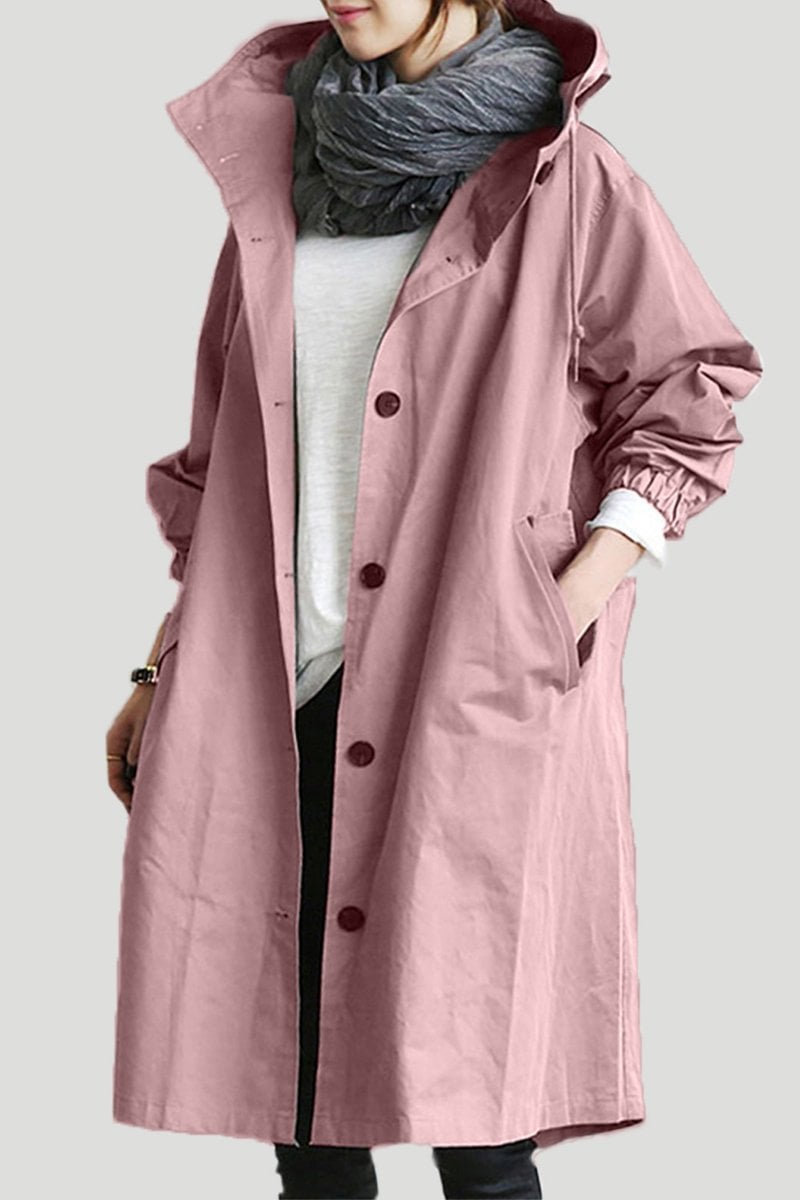 Vandtæt trenchcoat med hætte - Elegant og varm