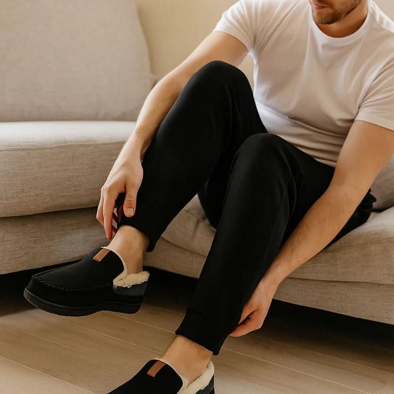 Varme slip-on-sko til mænd fremstillet af kunstuld