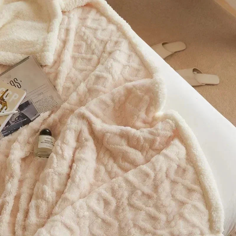 Vendbar plaid med reliefmønster