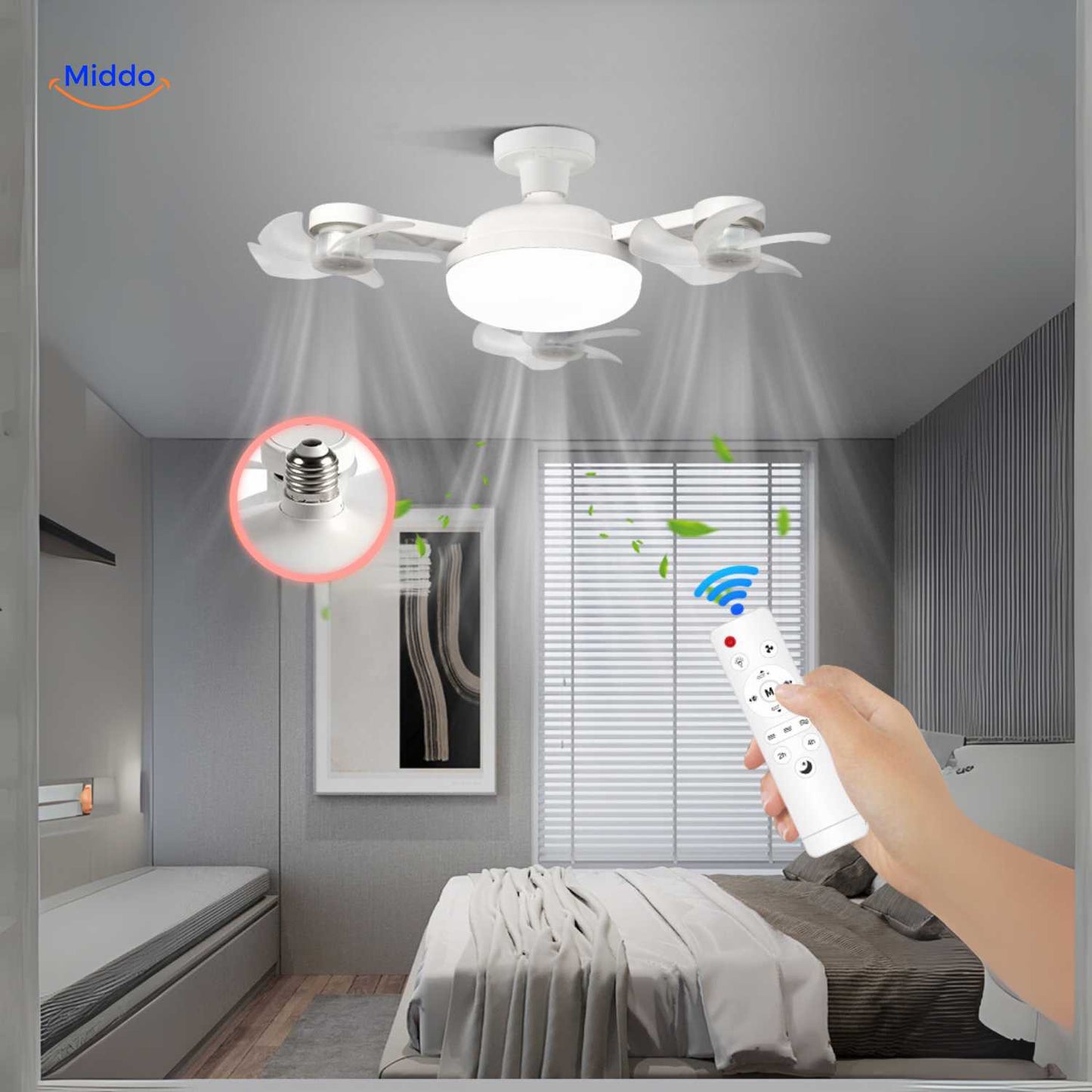 Ventilatorlampe | LED, E27-fatning og stilfuldt loftsdesign