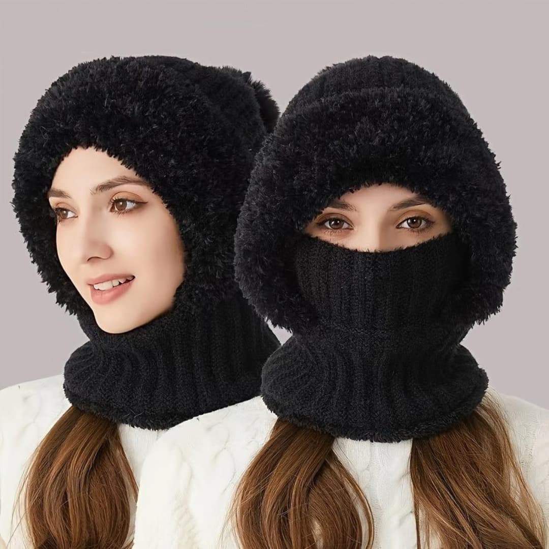 Vindbeskyttende og justerbar sherpafleece-balaclava og skimaske med halsvarmer