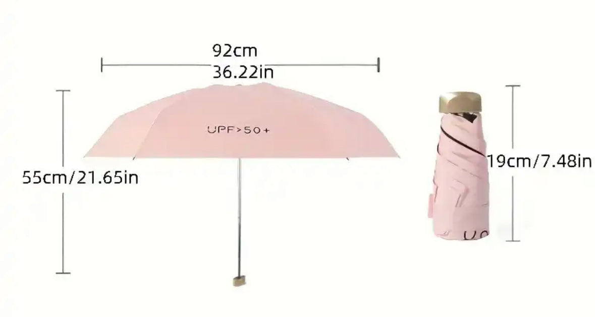 Vindtæt og UV-beskyttende lommeparaply til rejser