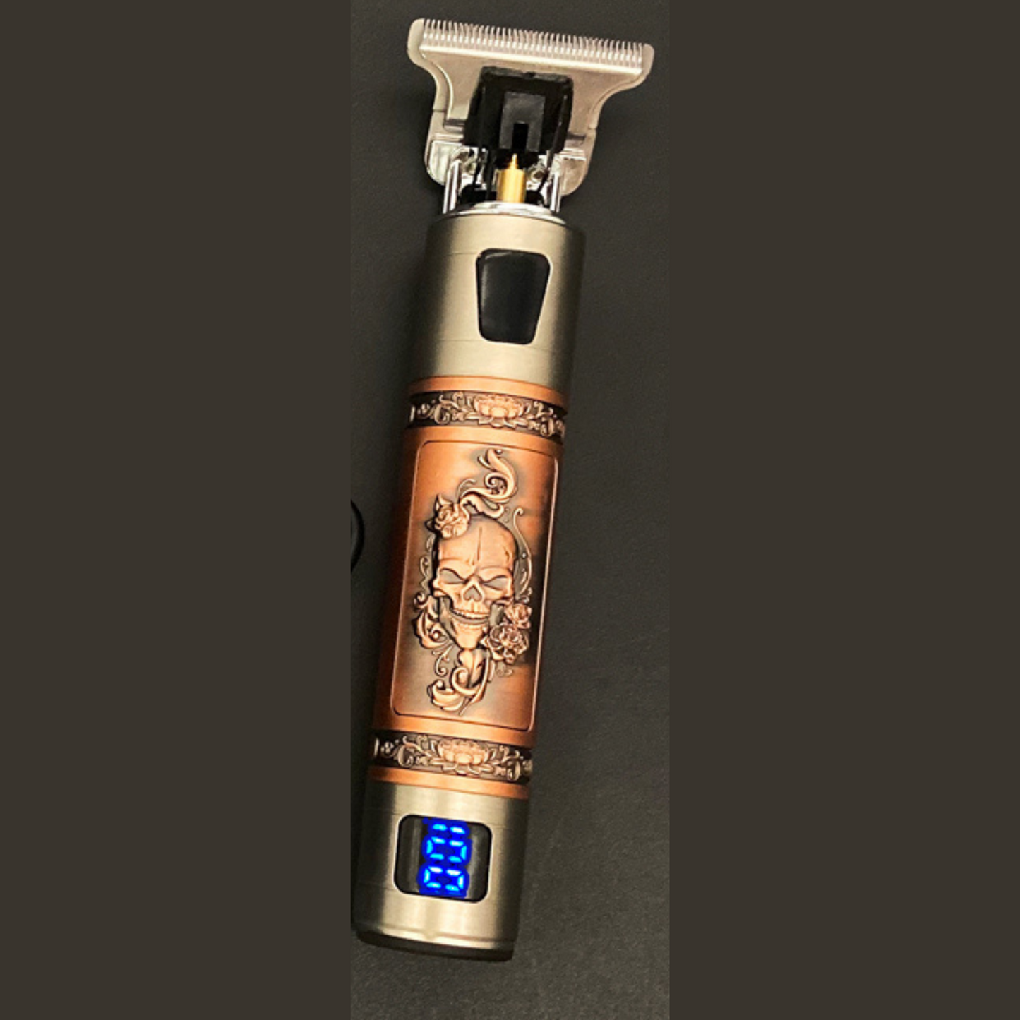 Vintage dødningehoved-hårtrimmer - Genopladelig inkl. afstandskamme
