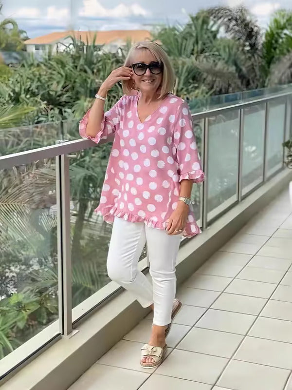 Vintage mønstret top med tidløs elegance til kvinder