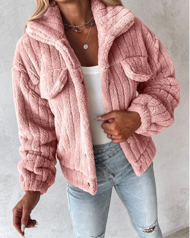 Vinter fleece-teddyjakke til damer