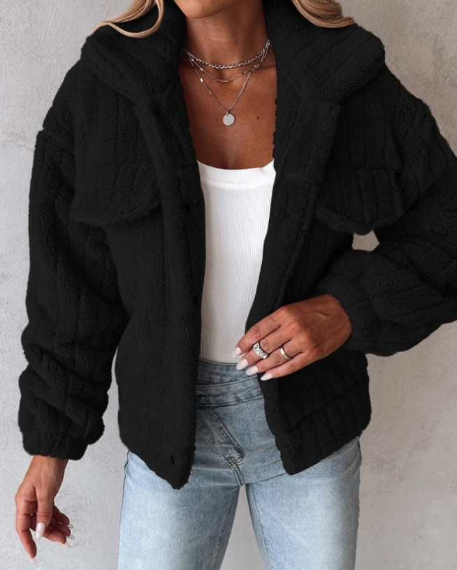 Vinter fleece-teddyjakke til damer