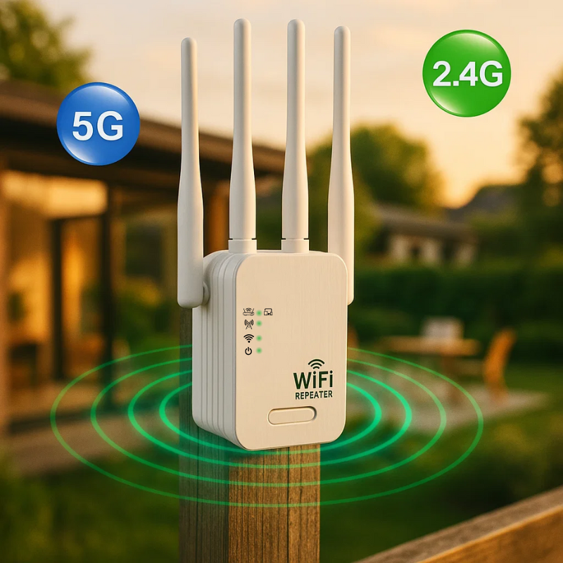 WiFi-rækkeviddeforlænger til udendørs brug - Boost signalet op til 1200 Mbps