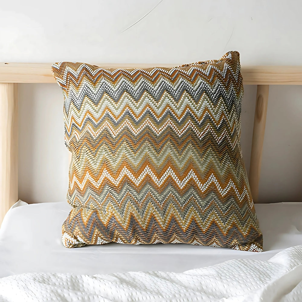 Zigzag-strikket boho-pyntepudebetræk