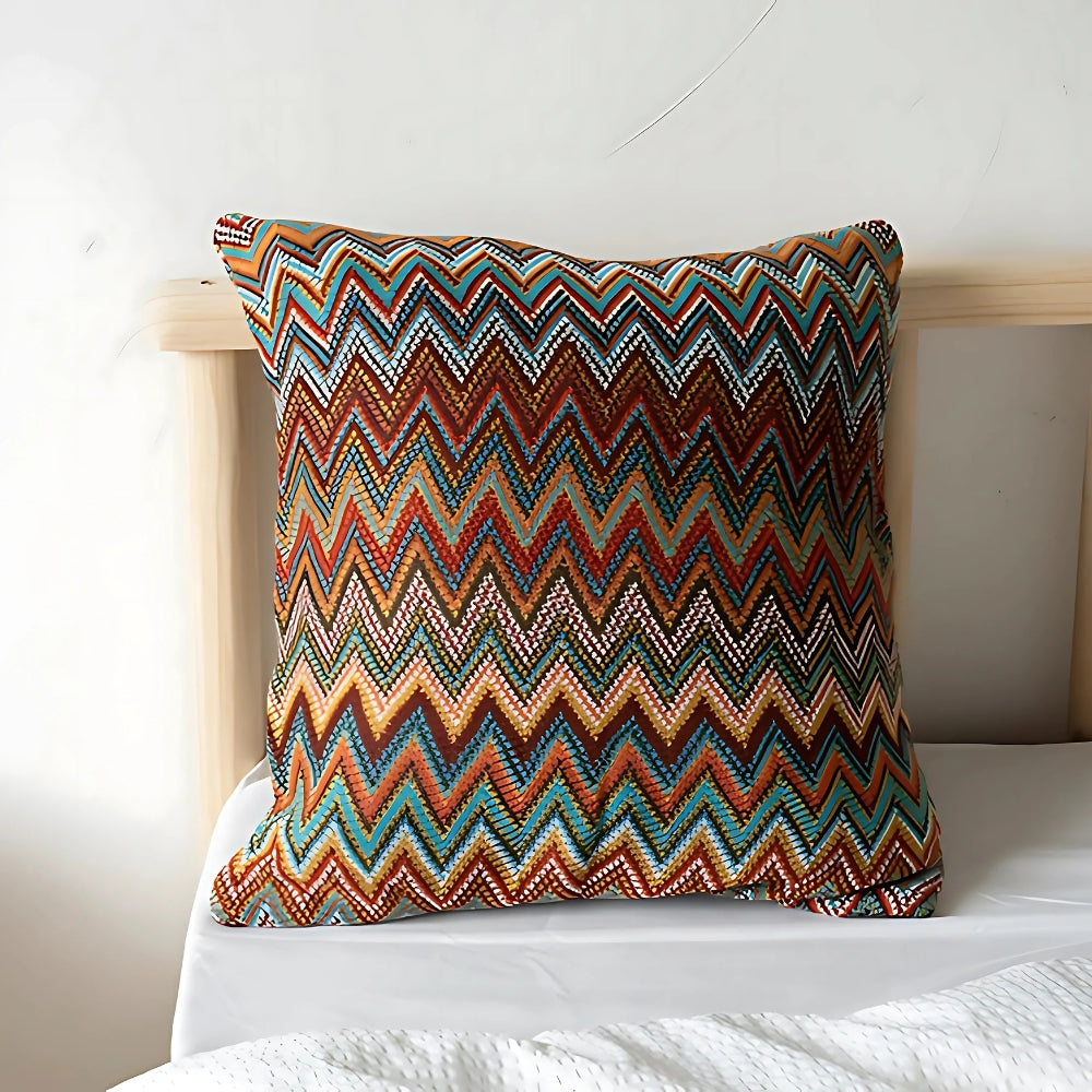 Zigzag-strikket boho-pyntepudebetræk