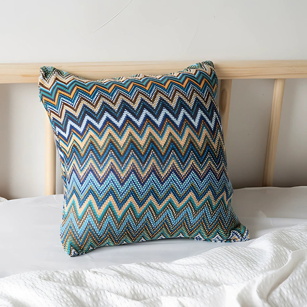 Zigzag-strikket boho-pyntepudebetræk